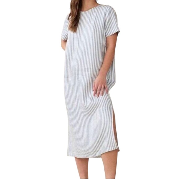Jenni Kayne Dresses & Skirts - Jenni Kayne White and Light Gray Striped Midi Dress